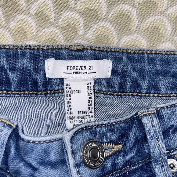 High Waisted Skinny Jeans w/ Slit - Picture 2 of 5